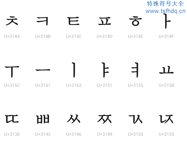漂亮符号：韩文字母表