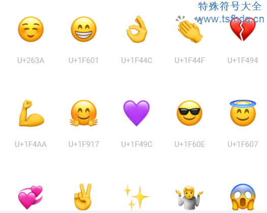 比较流行的emoji表情符号
