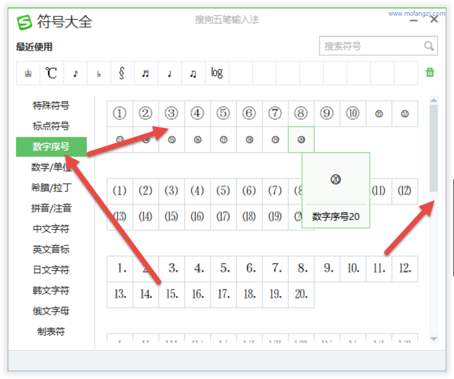 圆圈数字符号