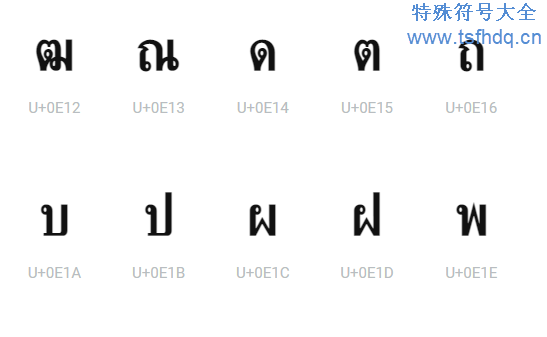 泰文字母表符号