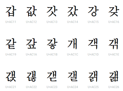 띺朝鲜谚文音节符号